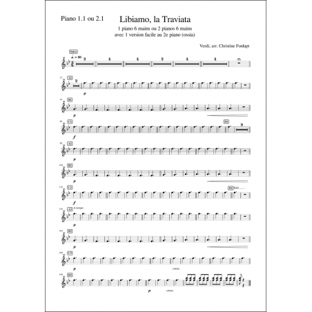 Verdi - Libiamo, La Traviata 2 pianos, 6 mains Piano 1.1 ou 2.1