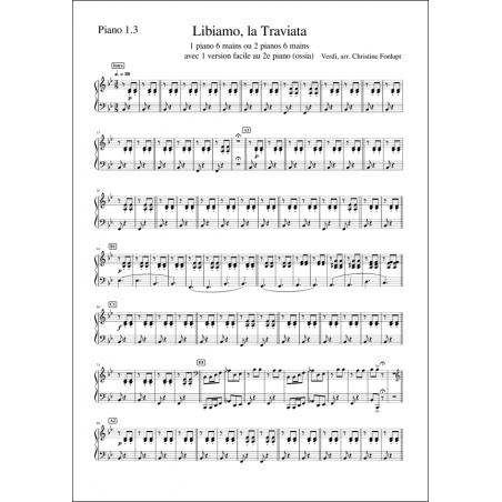 Verdi - Libiamo, La Traviata 2 pianos, 6 mains Piano 1.3