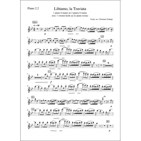 Verdi - Libiamo, La Traviata 2 pianos, 6 mains Piano 2.2