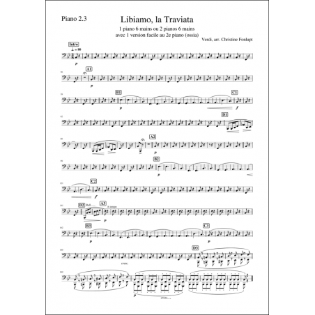 Verdi - Libiamo, La Traviata 2 pianos, 6 mains Piano 2.3