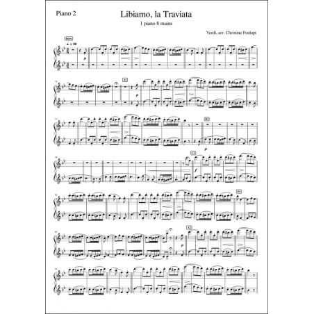 Verdi - Libiamo, La Traviata 1 piano 8 mains Piano 2