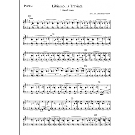 Verdi - Libiamo, La Traviata 1 piano 8 mains Piano 3