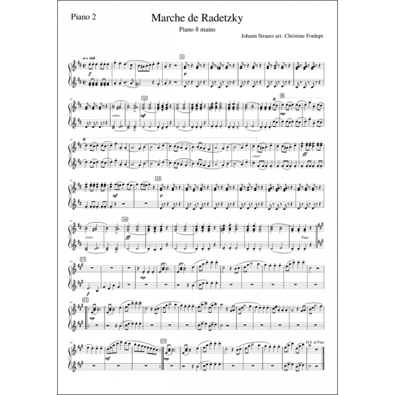 Marche de Radetzky - Partie Piano 2, Pianorchestra