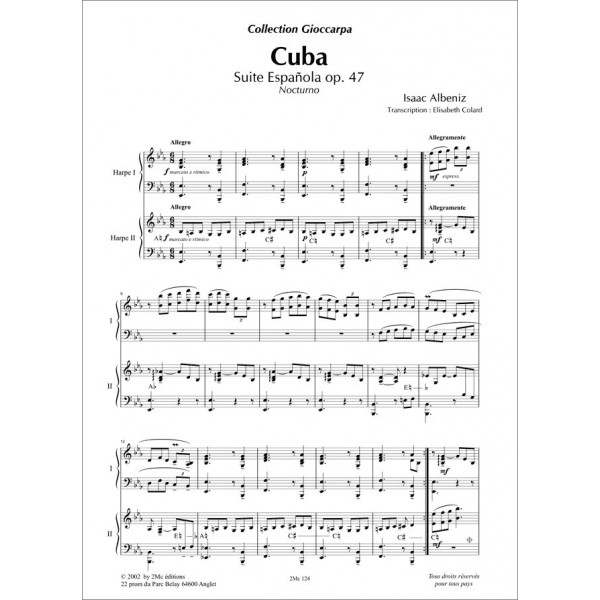 Cuba Isaac Albeniz Pour deux harpes