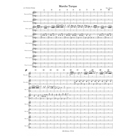 Marche turque de Mozart - Arrangement pour 4 Pianos à 4 mains