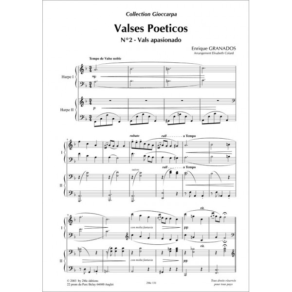 Vals Poeticos n°2 apasionado Granados 2 harpes