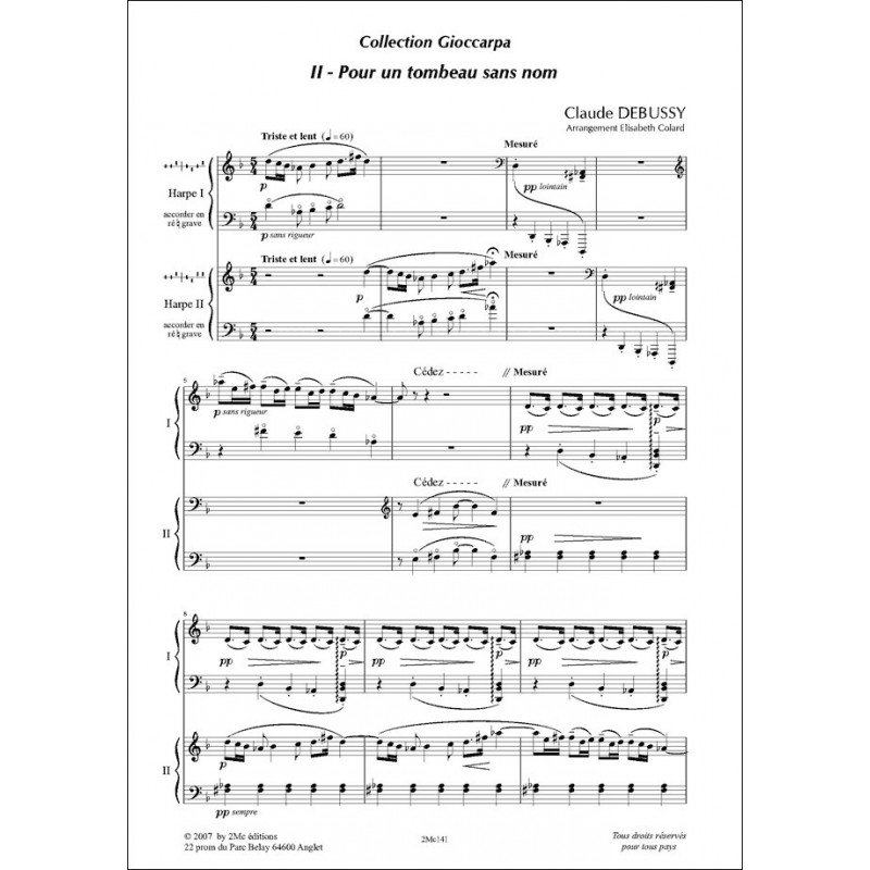 Pour un tombeau sans nom Claude Debussy pour duo de harpes