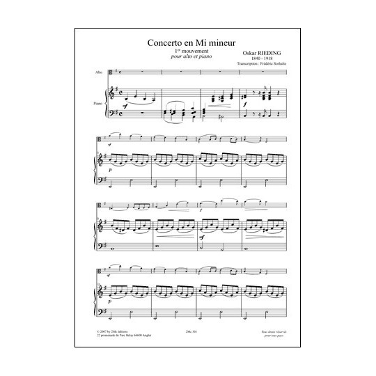 Concerto opus 35 Oscar Rieding pour Alto