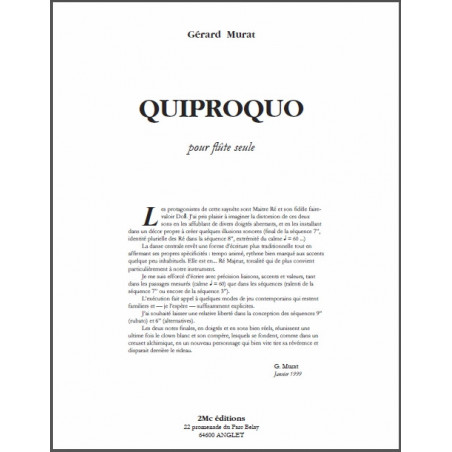 Quiproquo partition pour flûte