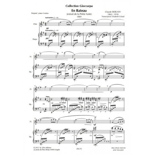 Debussy En bateau partition pour harpe et flûte