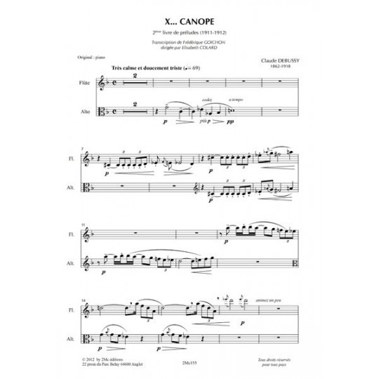Debussy Canope (flûte, alto et harpe)