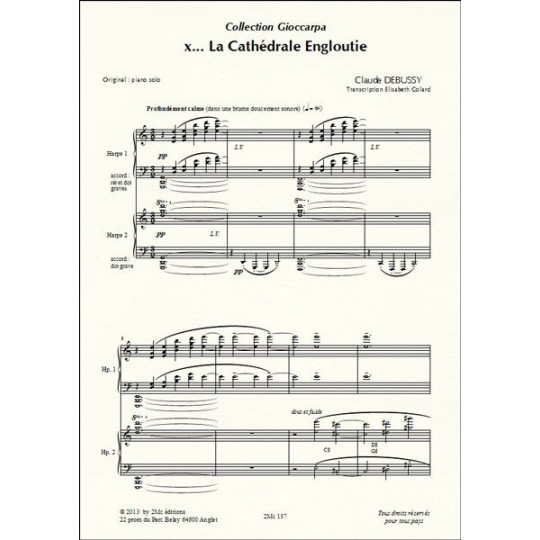 Debussy La Cathédrale Engloutie partition pour deux harpes