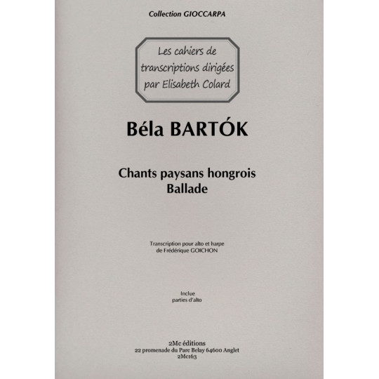 Bartok Ballade pour Alto et harpe couverture