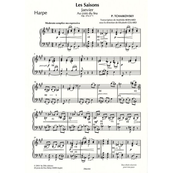 Tchaikovsky Les saisons Janvier pour flûte, alto et harpe harpe