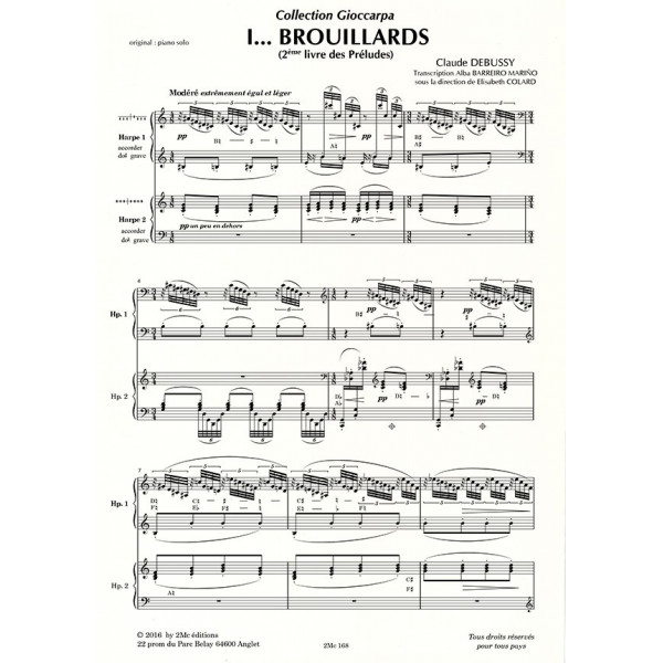 Debussy Brouillards pour deux harpes Score