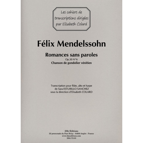 Romances sans paroles - F. Mendelssohn Flûte, Alto et Harpe Couverture