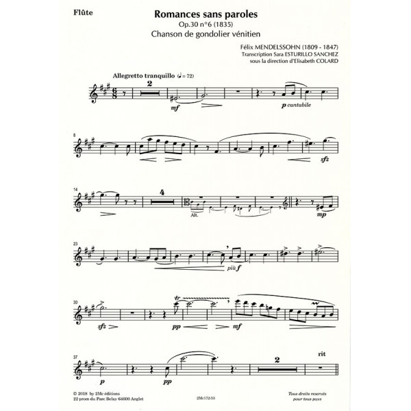 Romances sans paroles - F. Mendelssohn Flûte