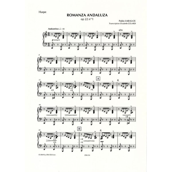 Pablo Sarasate Romanza Andaluza op22 n°1 Harpe