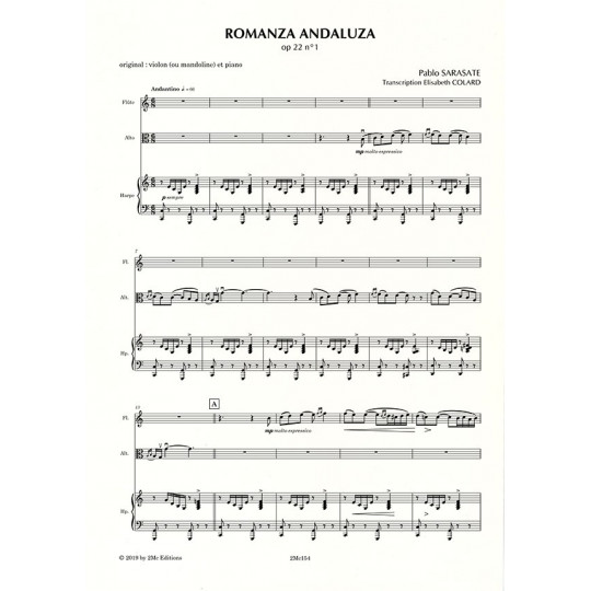 Pablo Sarasate Romanza Andaluza op22 n°1 Score
