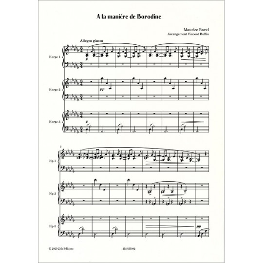 Ravel A la manière de Borodine pour trio de harpes Score