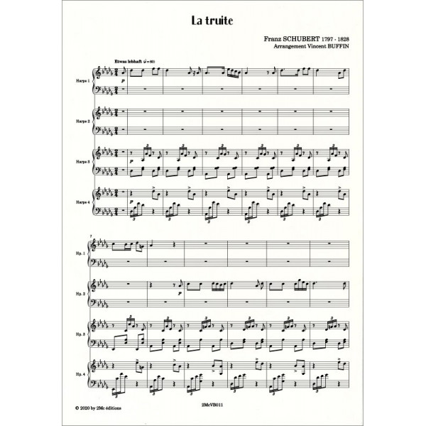 Schubert  La truite 4 harpes score