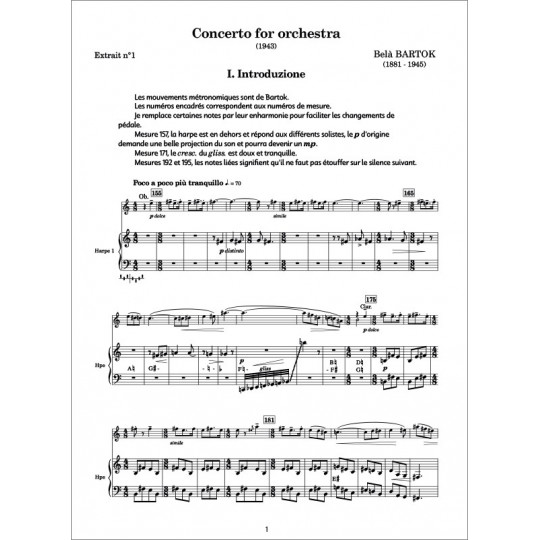 La harpe au sein de l'orchestre  vol 1 Bartok