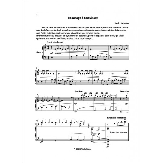 Premières modalités pour piano Hommage à Stravinsky