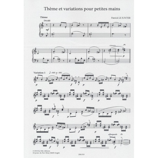2 Variations pour piano - Patrick Le Junter