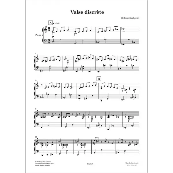 4 pièces pour piano - Philippe duchemin  Valse discrète