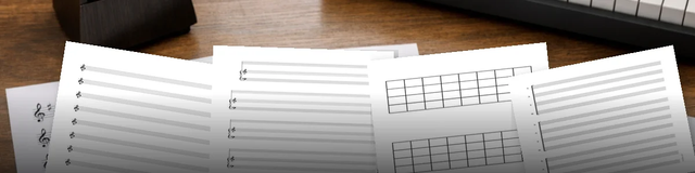 Papier à musique gratuit 2Mc Editions : portées, piano-chant, grille jazz et SATB à télécharger en PDF